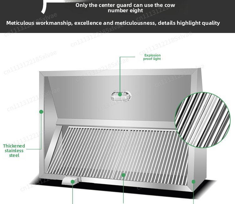 Thickened Stainless Steel Fume - Commercial Kitchen Hoods ulasan dan harga