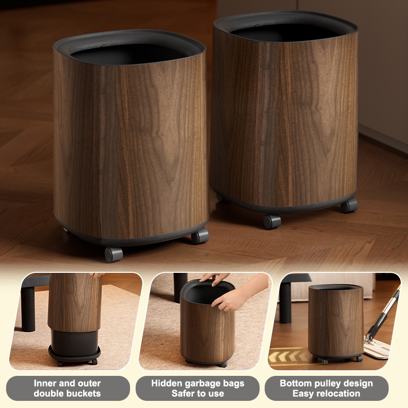 UFORU Modern Wood Grain Trash  - Commercial Kitchen Bin ulasan dan harga
